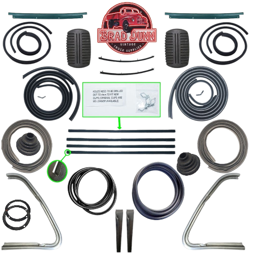 Rubber Kit Bedford TA & TD-Cabin Doors, Guards & Bonnet. Now Includes Moulded Quarter Vent Seals.